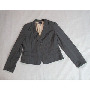 Isabel & Nina Blazer Womens Size 14 Black Tan Striped Jacket Academia Prep Work